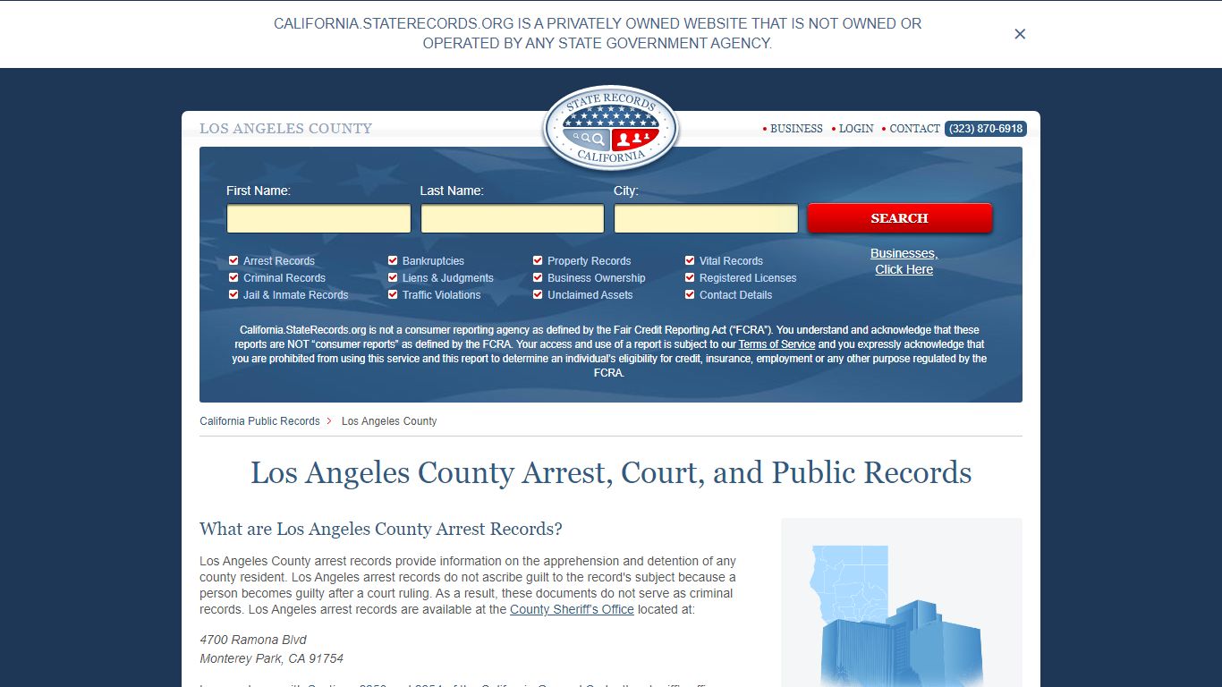 Los Angeles County Arrest, Court, and Public Records